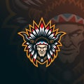 Tribe mascot logo design vector with modern illustration concept style for badge, emblem and t shirt printing. Tribe head Royalty Free Stock Photo