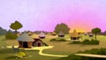 Tribe village houses at sunset.
