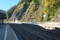 Triberg Railway station at the Black Forest Railway in the morning Royalty Free Stock Photo