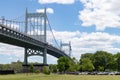 Triborough Bridge at Randalls and Wards Islands in New York City with a Green Grass Field during Spring