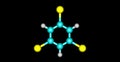 1,3,5-Tribromobenzene molecular structure isolated on black