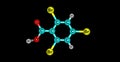 2,4,6-Tribromobenzoic acid molecular structure isolated on black