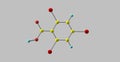 2,4,6-Tribromobenzoic acid molecular structure isolated on grey