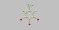 3,4,5-Tribromotoluene molecular structure isolated on grey