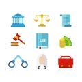 Tribunal law icon set