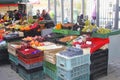 Tribune of fruits, berries and vegetables in the old town of Vilnius, Lithuania Royalty Free Stock Photo