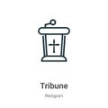 Tribune outline vector icon. Thin line black tribune icon, flat vector simple element illustration from editable religion concept