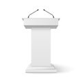 Tribune podium rostrum speech stand. Conference stage with microphone, press or debate speaker isolated orator pulpit Royalty Free Stock Photo