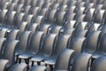 Tribune at the stadium with a large number of grey seats