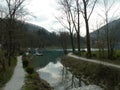 the tributary of the brook into the lake,unspoiled nature