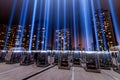 911 Tribute In Light Shining into the Sky Royalty Free Stock Photo