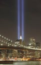 Tribute in light to honor victims of 9/11-2001 Royalty Free Stock Photo