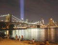 Tribute in light to honor victims of 9/11-2001 Royalty Free Stock Photo