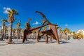 Tribute to the Swimming, Homenaje a la Natacio by Alfredo Lanz at Barceloneta Beach Royalty Free Stock Photo