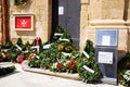 Tributes outside a church, Valletta. Royalty Free Stock Photo