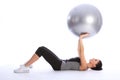 Tricep brachii muscle exercise with fitness ball Royalty Free Stock Photo