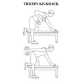 Triceps kickback exercise strength workout illustration outline Royalty Free Stock Photo