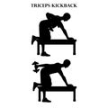 Triceps kickback exercise strength workout vector illustration silhouette Royalty Free Stock Photo