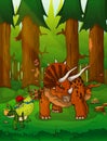 Triceratops on the background of forest