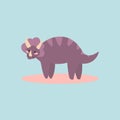 Triceratops in cartoon style vector illustration. Dinosaurs Collection for kids.