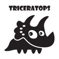 Triceratops . Cute dinosaurs cartoon characters . Silhouette black isolated color . Royalty Free Stock Photo