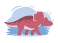 Triceratops illustration with horns isolated on nature background