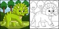 Triceratops Dinosaur Coloring Page Illustration Royalty Free Stock Photo