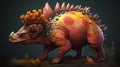 Triceratops dinosaur with a crown of flowers on his head Royalty Free Stock Photo