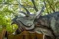 Triceratops dinosaur head with open mouth closeup Royalty Free Stock Photo