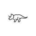 Triceratops dinosaur line icon