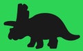 A Triceratops dinosaur silhouette against a green backdrop