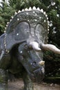 Triceratops. Dinosaur. Statue in jurassic theme park. Representation of a large dinosaur from the Cretaceous period. with