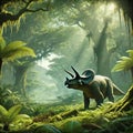 Triceratops in a Jurassic forest Royalty Free Stock Photo