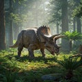 Triceratops in a Jurassic forest Royalty Free Stock Photo