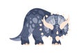 Triceratops, prehistoric reptile. Large dinosaur. Extinct animal of prehistory Jurassic period. Big massive dino with