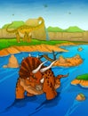 Triceratops on the river background Royalty Free Stock Photo