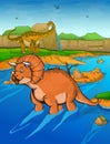 Triceratops on the river background Royalty Free Stock Photo