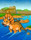 Triceratops on the river background Royalty Free Stock Photo