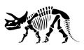 Triceratops skeleton . Silhouette dinosaurs . Side view . Vector