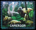 Triceratops and Tyrannosaurus rex, Cameroon serie, circa 2016