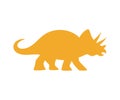 Triceratops vector silhouette. Cute dinosaur orange silhouette isolated