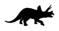 Triceratops vector silhouette isolated on white background. Dinosaurs symbol. Triceratops horridus dinosaur from the Jurassic era. Royalty Free Stock Photo