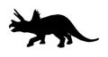 Triceratops vector silhouette isolated on white background. Dinosaurs symbol. Triceratops horridus dinosaur from the Jurassic era. Royalty Free Stock Photo