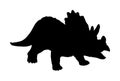 Triceratops vector silhouette isolated on white background. Dinosaurs symbol. Triceratops horridus dinosaur from the Jurassic era. Royalty Free Stock Photo