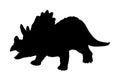 Triceratops vector silhouette isolated on white background. Dinosaurs symbol. Triceratops horridus dinosaur from the Jurassic era. Royalty Free Stock Photo