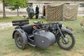 Bmw R75 during a Second world war reenactment. It is a sidecar motorcycle vehicle with machine gun of the German Army. Royalty Free Stock Photo
