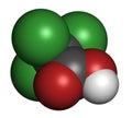 Trichloroacetic acid (TCA) molecule. Used in dermatological treatment of warts and related skin conditions