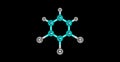 1,2,3-Trichlorobenzene molecular structure isolated on black