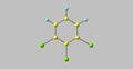 1,2,3-Trichlorobenzene molecular structure isolated on grey