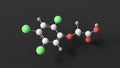 2,4,5-Trichlorophenoxyacetic acid molecule, molecular structure, 2,4,5-T, ball and stick 3d model, structural chemical formula